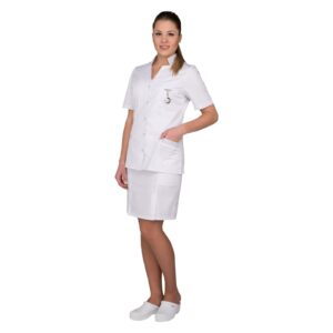 Żakiet medyczny damski Primarius Red Label D02 z otwartą stójką biały
