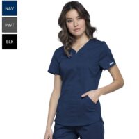 Bluza medyczna damska cherokee rozciagliwa stretch z jedwabiem granatowa