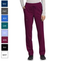 spodnie medyczne damskie szeroka nogawka bordowe cherokee z jedwabiem