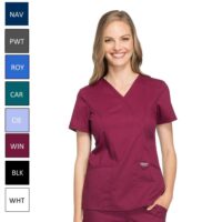 bluza medyczna damska revolution bordowa wino z jedwabiem