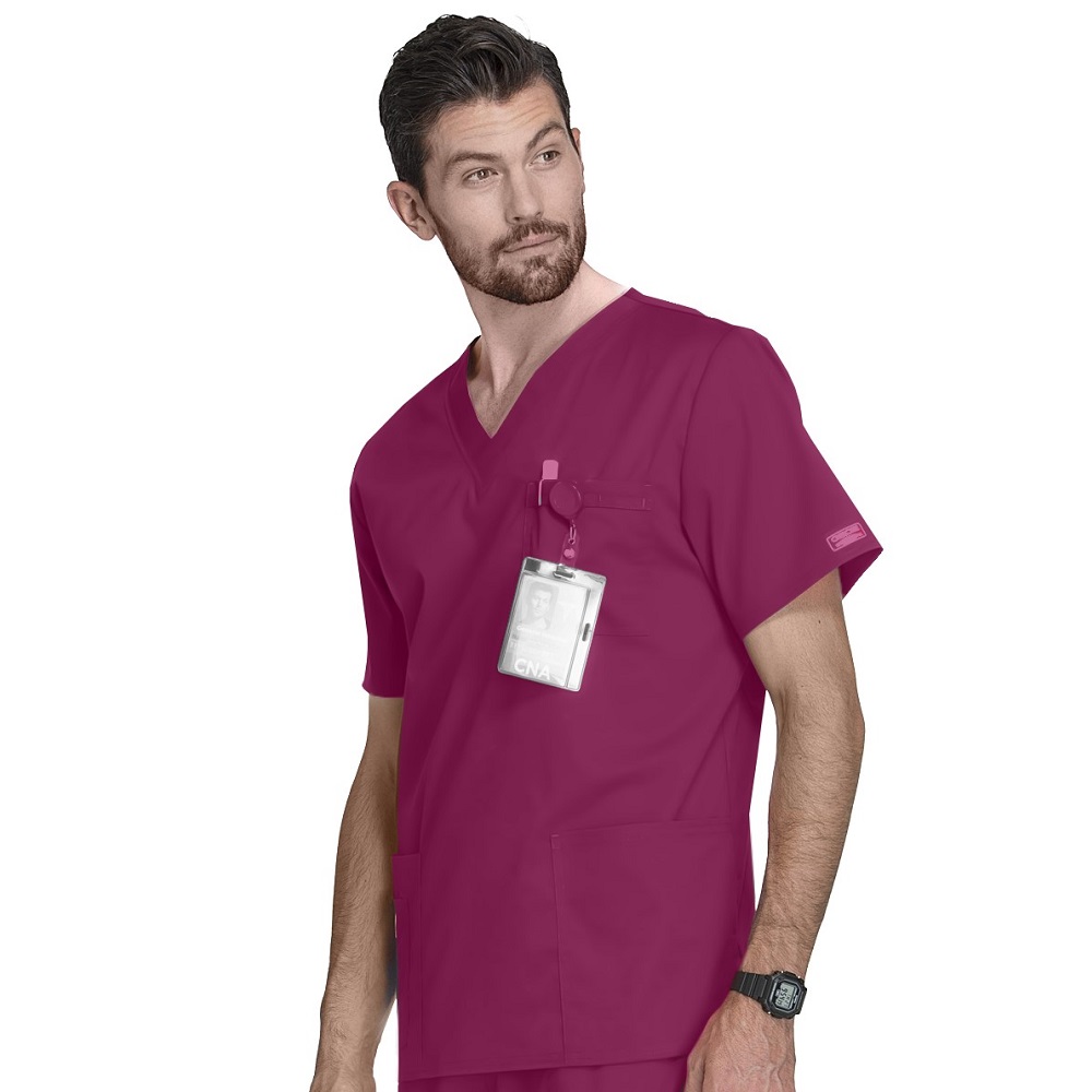 Bluza medyczna męska Cherokee Core Stretch 4725 wine wino bordowa z bawelna