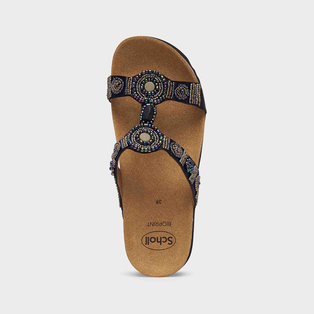 Klapki zdrowotne Scholl New Bogota’ WEDGE MED czarne boho sandal