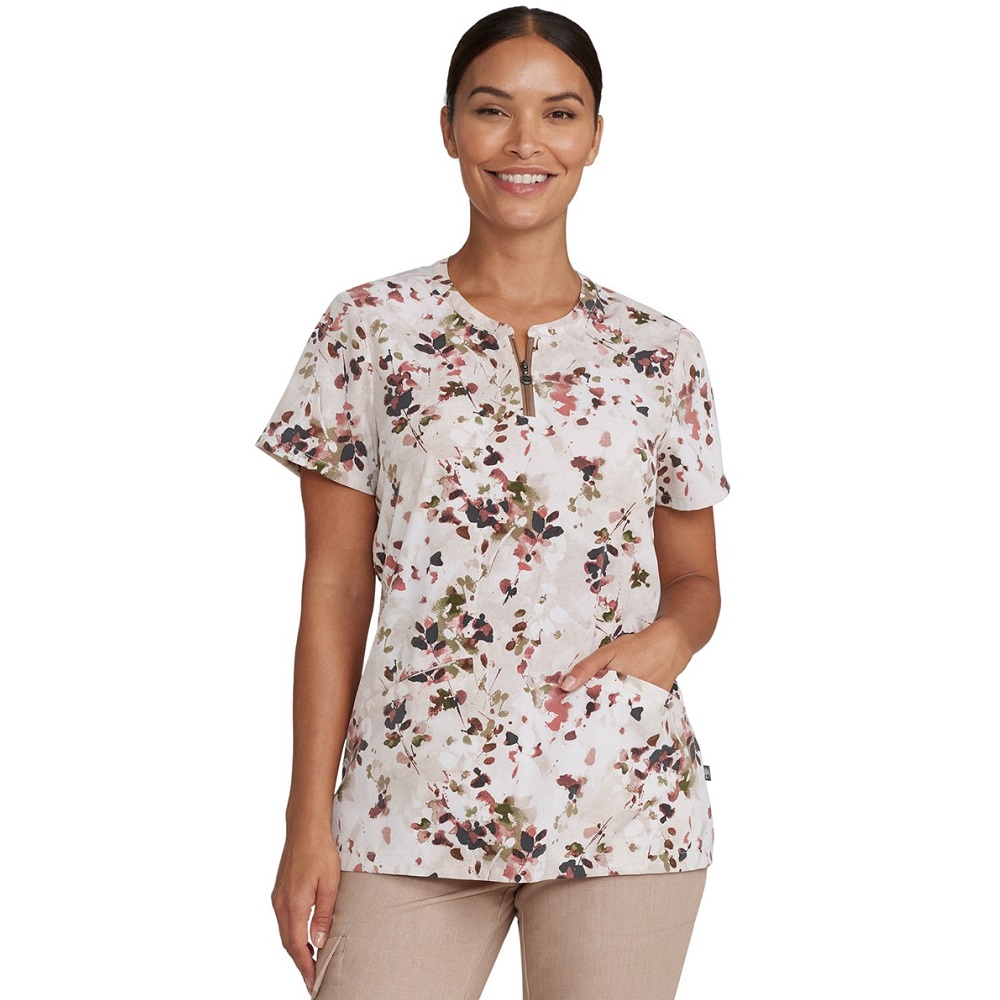 Bluza medyczna damska wzór Rustic Florals 2271 PYFR akwarele kwiaty rustykalne